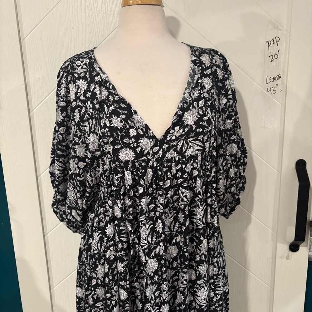 Reversible Black & White Floral Midi Dress | Two-Way Wear‎ | Boho Cottagecore